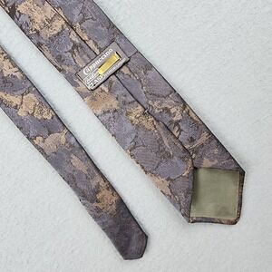 Vintage Cappuccino Tie Mens One Size Gray Floral Polyester Made USA Classic
